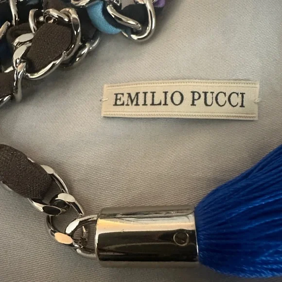Emilio Pucci Vintage Blue/0range/Tassle Chain belt. One size - Picture 3 of 7